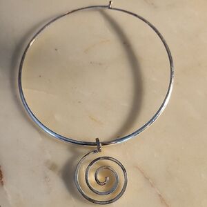 Elegant Silver Colored Spiral Pendant Necklace